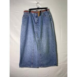 Y2K Venezia Back Slit Blue Denim Retro Maxi Skirt Women's Size 14
